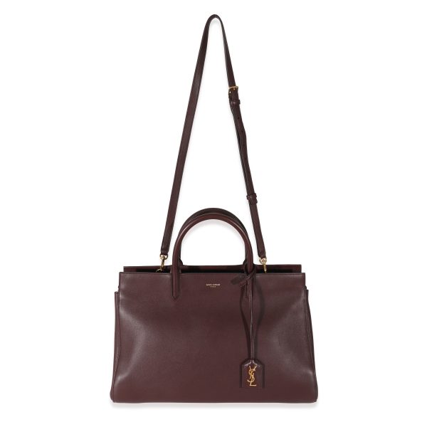 130449 ad1 Saint Laurent Burgundy Grained Calfskin Small Cabas Rive Gauche Tote