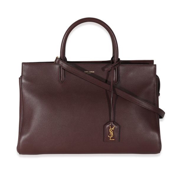 130449 fv Saint Laurent Burgundy Grained Calfskin Small Cabas Rive Gauche Tote