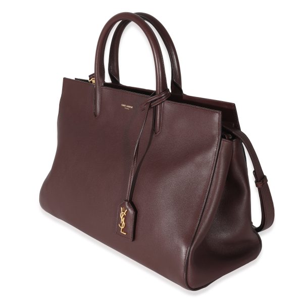 130449 pv Saint Laurent Burgundy Grained Calfskin Small Cabas Rive Gauche Tote