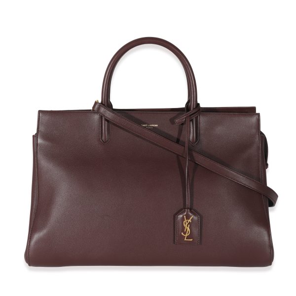 130449 sv Saint Laurent Burgundy Grained Calfskin Small Cabas Rive Gauche Tote