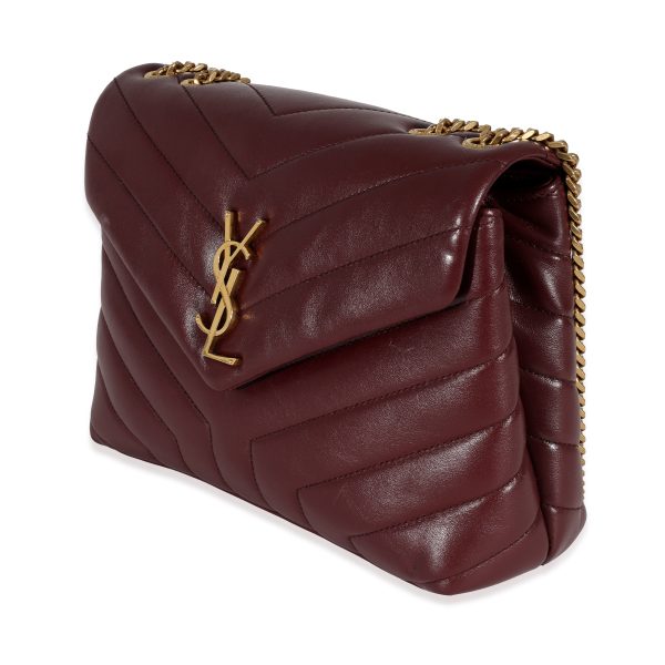 130500 sv 2943617c c1b3 4686 ae9c ef8cff6b00b8 Saint Laurent Burgundy Calfskin Quilted Monogram Small Loulou Bag