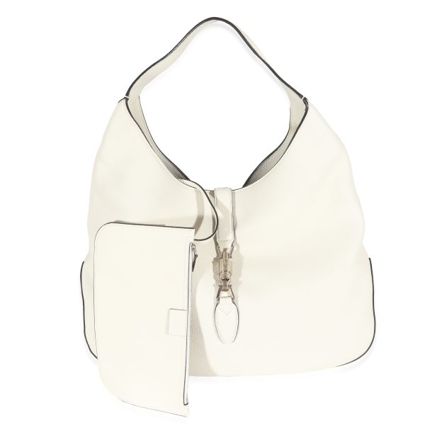 130502 ad1 Gucci Cream Pebbled Leather Jackie Hobo