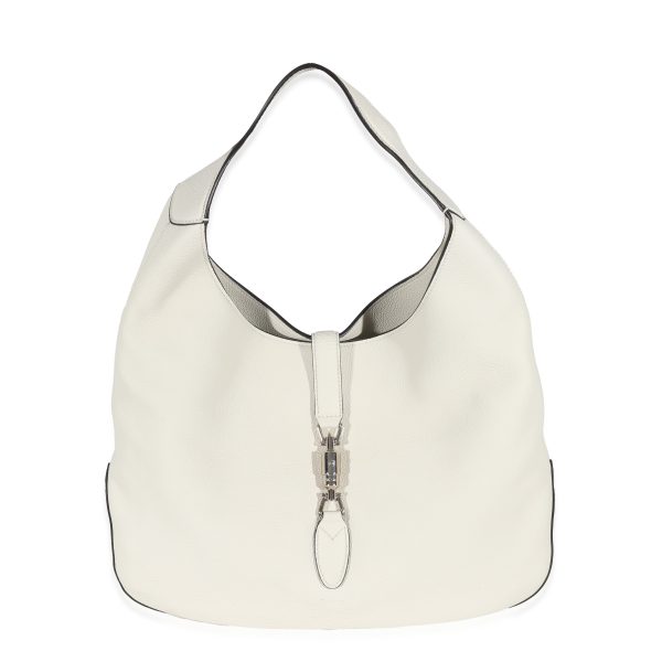 130502 fv Gucci Cream Pebbled Leather Jackie Hobo