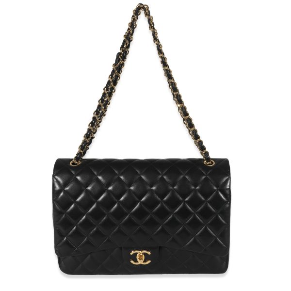 130512 bv Chanel Black Lambskin Classic Maxi Double Flap Bag