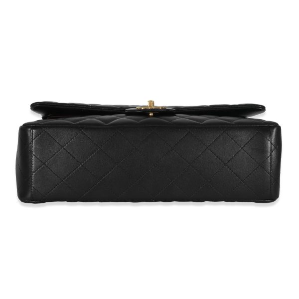 130512 stamp Chanel Black Lambskin Classic Maxi Double Flap Bag