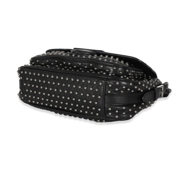 130514 clasp c2dfd36d 0730 4259 95fb 67d79ffc05ec Prada Black Soft Calfskin Studded Flap Bag