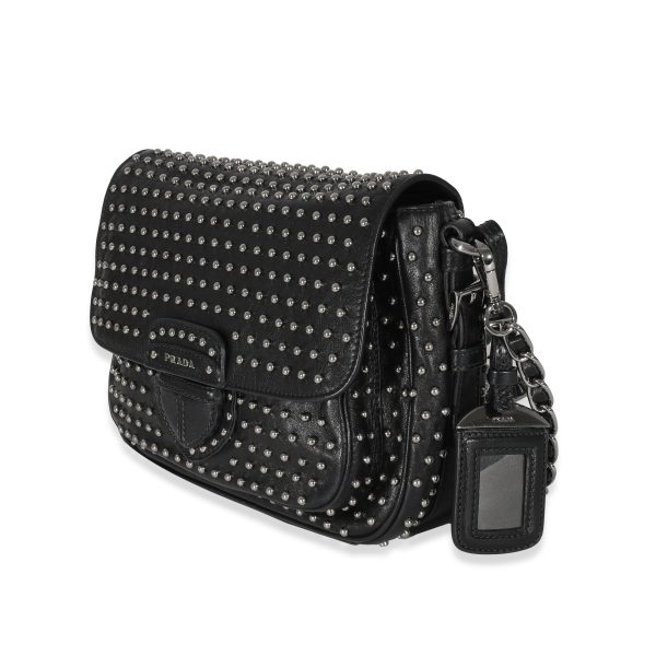 130514 sv 613fcb5d 9d51 4182 b463 d6a6a28423eb Prada Black Soft Calfskin Studded Flap Bag