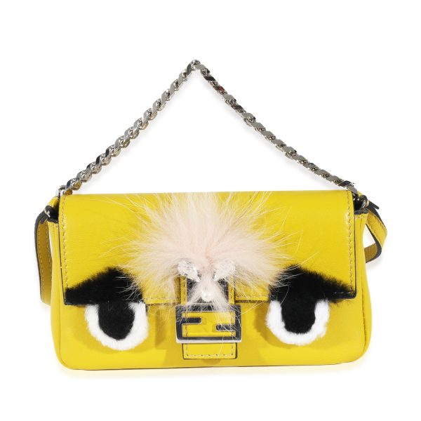 130515 fv Fendi Yellow Nappa Micro Buggie Baguette