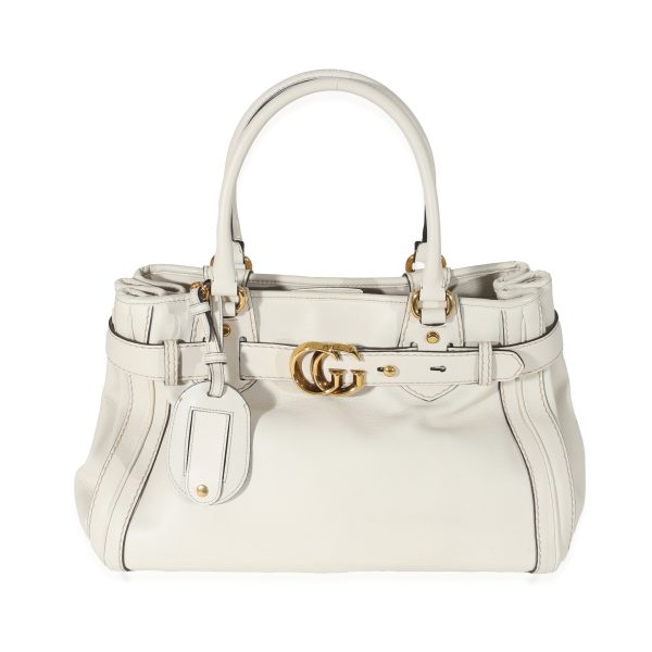 130544 fv Gucci White Leather GG Running Tote