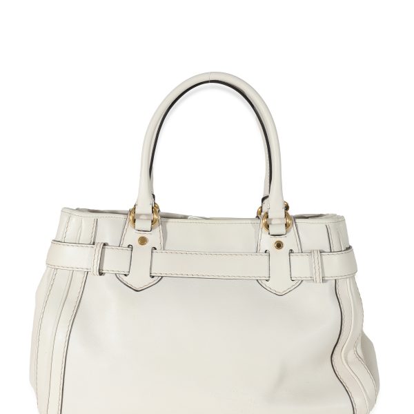 130544 pv Gucci White Leather GG Running Tote