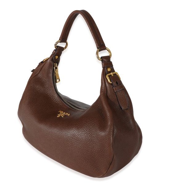 130545 sv Prada Brown Vitello Daino Medium Hobo