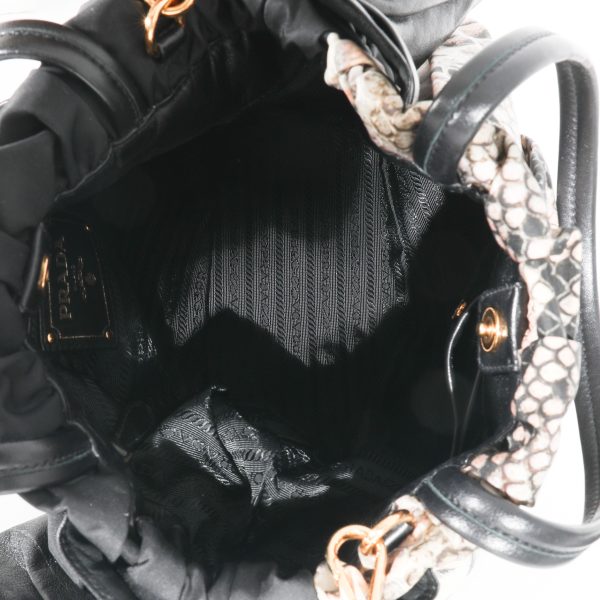 130552 ad1 Prada Black Pink Python Print Medium Pitone Hobo