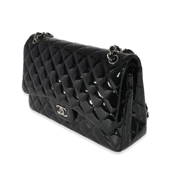 130565 sv 35e8bc32 d39c 4df5 b20f d2c41ba6e8d1 Chanel Black Patent Classic Jumbo Double Flap Bag