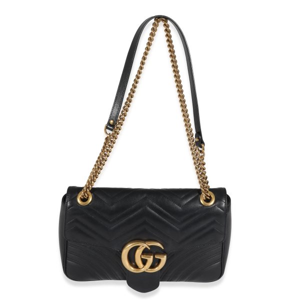 130599 bv Gucci Black Matelassé Medium GG Marmont Bag