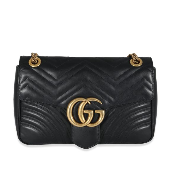 130599 fv Gucci Black Matelassé Medium GG Marmont Bag