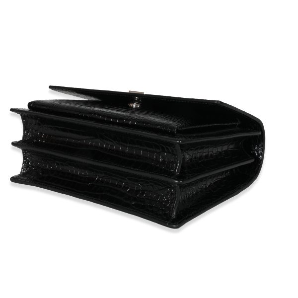 130671 box 2a40c08f 915f 4b24 9c02 4b423cd379f3 Saint Laurent Black Croc Embossed Medium Sunset Bag