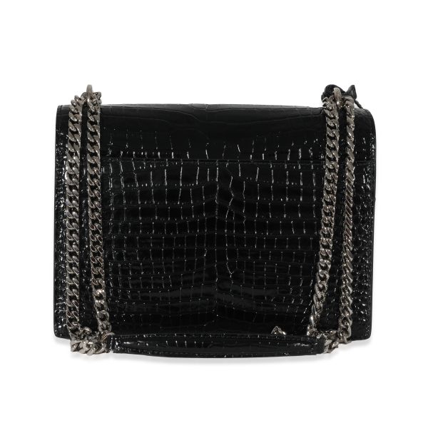 130671 pv f5eedc19 d1ef 4f8f a2e1 82431d62bc20 Saint Laurent Black Croc Embossed Medium Sunset Bag