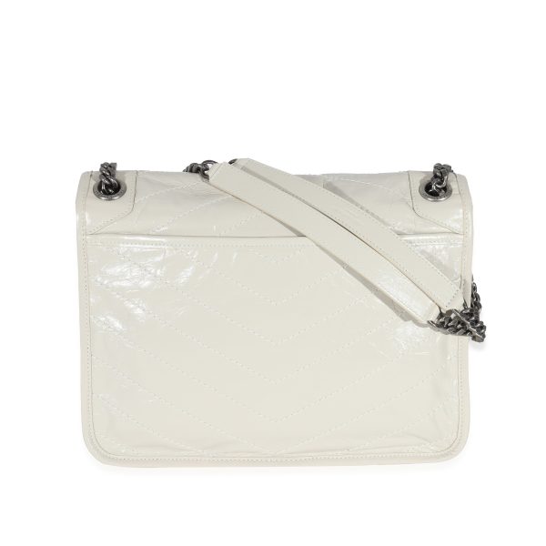 130673 pv c6eb77ad 169e 4e9c 9b75 938115716fb3 Saint Laurent White Crinkled Calfskin Medium Niki Bag