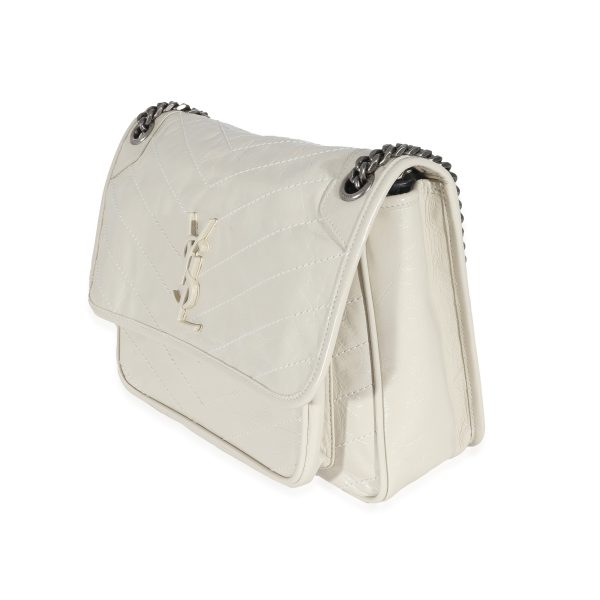 130673 sv 65959d69 a4b0 47b7 b1ce 304c07f96bbf Saint Laurent White Crinkled Calfskin Medium Niki Bag