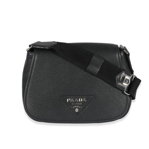 130678 fv Prada Vitello Daino Flap Logo Crossbody Bag