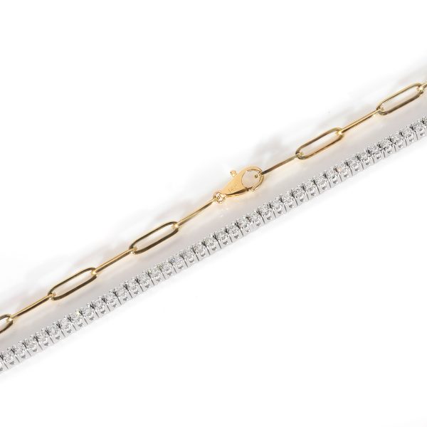 130706 clasp fe4118dc 460e 4768 820e 1df7c23137ad Paper Chain Tennis Necklace in 14K Two Tone Gold 2 12 ctw