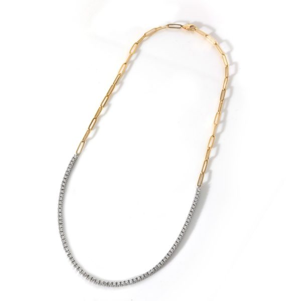 130706 pv 99765711 f93c 4d05 b799 eeeaecf2710b Paper Chain Tennis Necklace in 14K Two Tone Gold 2 12 ctw