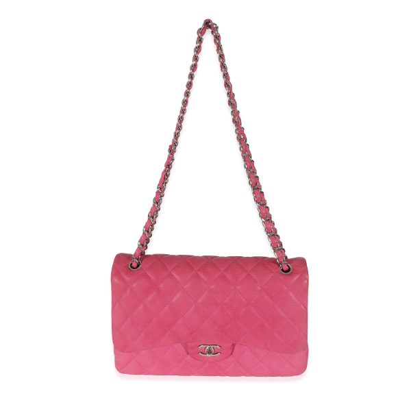 130707 bv Chanel Pink Matte Caviar Jumbo Classic Double Flap Bag