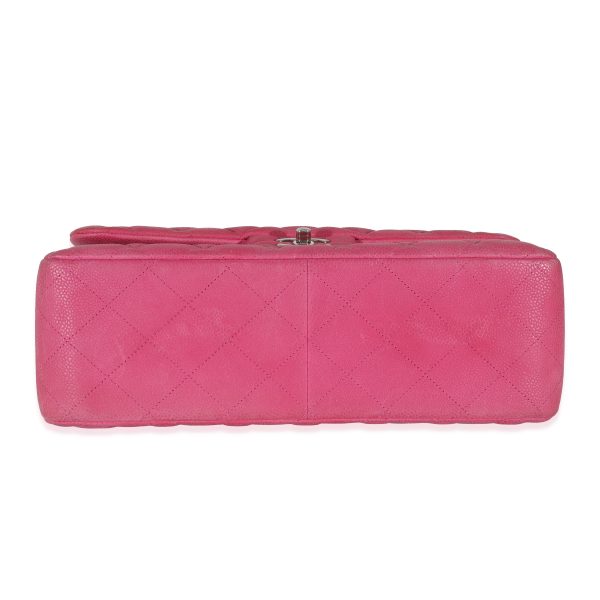 130707 stamp Chanel Pink Matte Caviar Jumbo Classic Double Flap Bag