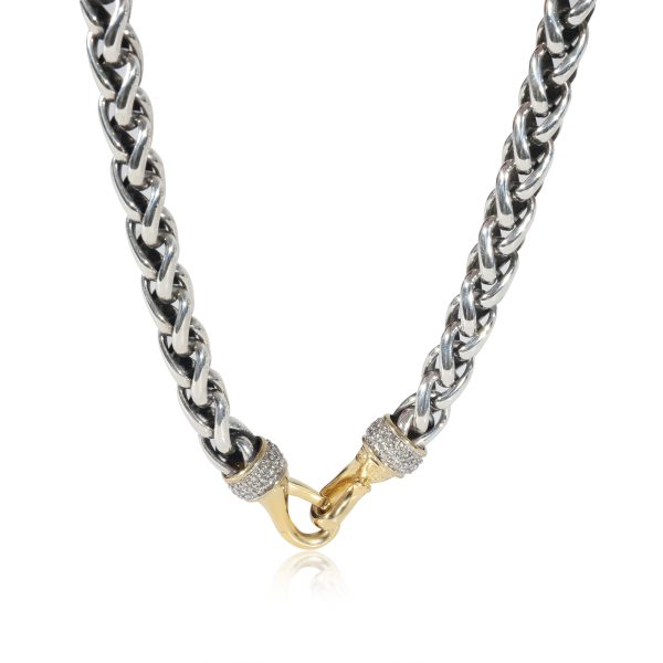 130757 fv 25f9ef67 cabc 4eb1 a0fa 47d540a58e9e David Yurman Wheat Chain Diamond Hook Necklace in 18K Gold Silver 068 CTW