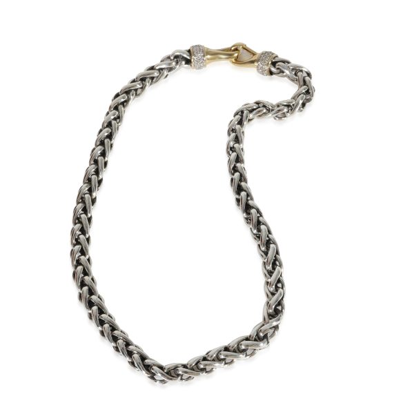 130757 pv a69c7a8f 0636 402b 9cb1 e57132c6376b David Yurman Wheat Chain Diamond Hook Necklace in 18K Gold Silver 068 CTW