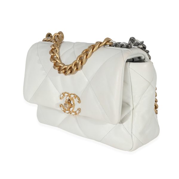 130776 sv cd257e39 bd07 45f9 9948 8aed95bdc818 Chanel White Calfskin Chanel 19 Bag