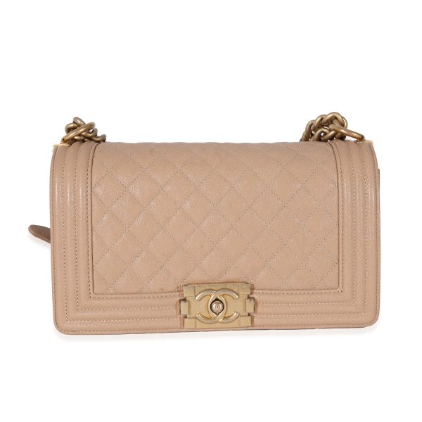 130807 fv 2f380458 2563 4469 b73e 2bd9ed6aad6d Chanel Beige Quilted Caviar Medium Boy Bag