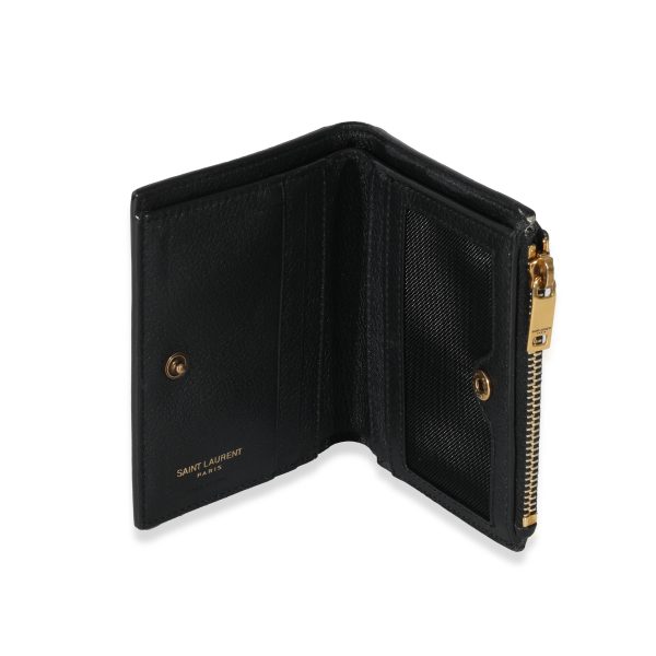 130924 bv 679a1a55 b978 4be6 8d5c 69df47969e48 Saint Laurent Black Leather Tiny Cassandre Bifold Wallet