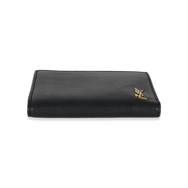 130924 stamp c741c48a 0529 4111 b7bb e62a4f6d4571 Saint Laurent Black Leather Tiny Cassandre Bifold Wallet