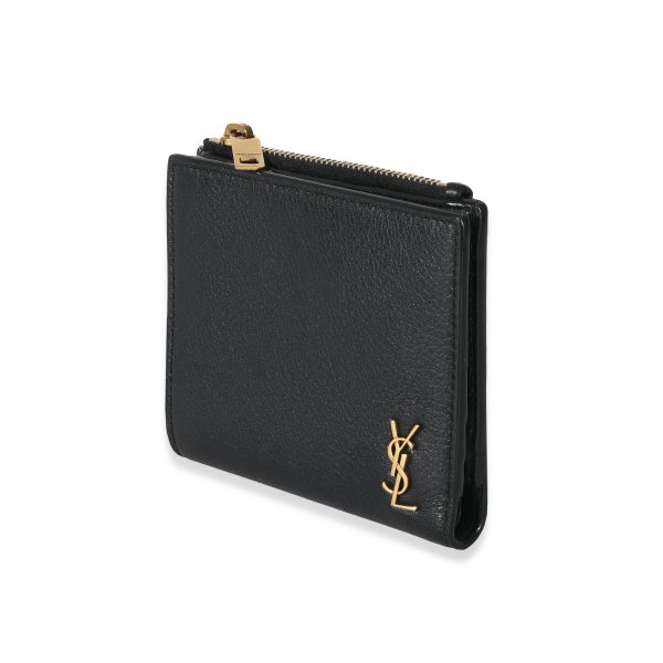 130924 sv b49ebca3 5df2 432e b83f 67351f17d177 Saint Laurent Black Leather Tiny Cassandre Bifold Wallet