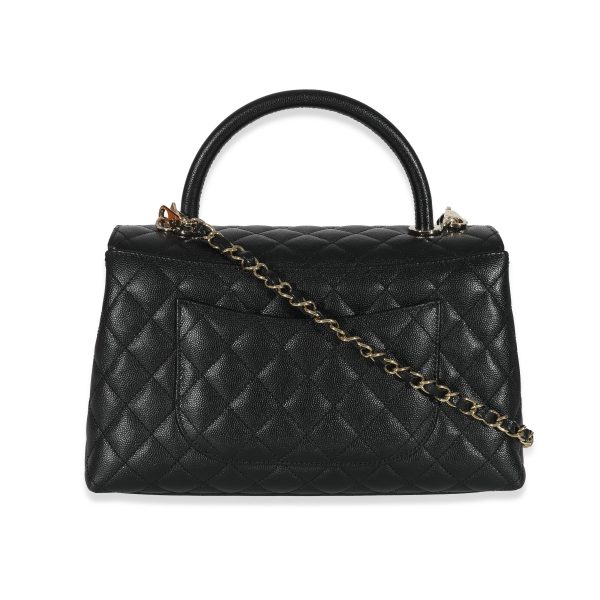 130944 pv Chanel Black Quilted Caviar Medium Coco Top Handle Flap Bag