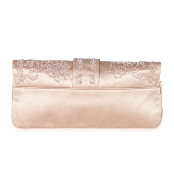 130949 pv Christian Dior Vintage Pink Silk Beaded Flap Clutch