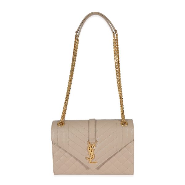 130962 bv 26257545 1550 4d70 b0ff 08d3a52f2e36 Saint Laurent Beige Grain De Poudre Medium Envelope In Mix Flap Bag