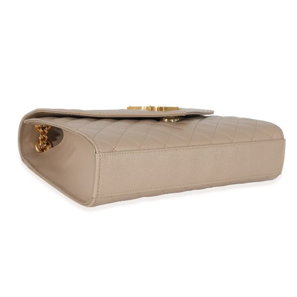 130962 clasp 9558fc30 2862 4e57 8651 aec4509374aa Saint Laurent Beige Grain De Poudre Medium Envelope In Mix Flap Bag