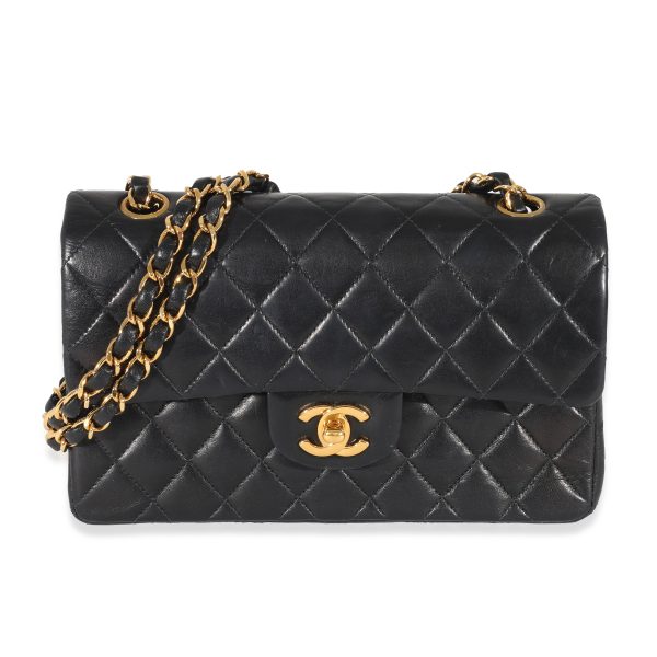 130963 fv Chanel Vintage Black Lambskin Small Classic Flap Bag