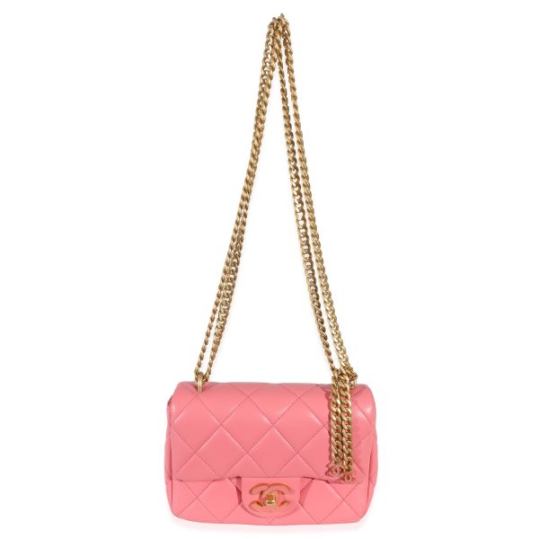 130995 bv 3f963d39 efb8 4bb0 8e09 20e2d1544f9b Chanel 22P Pink Lambskin Enamel Mini Pending Square Flap Bag