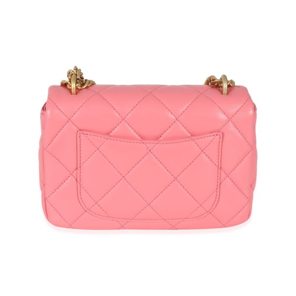 130995 pv f671adeb 9999 4808 80c3 67d0c930589c Chanel 22P Pink Lambskin Enamel Mini Pending Square Flap Bag