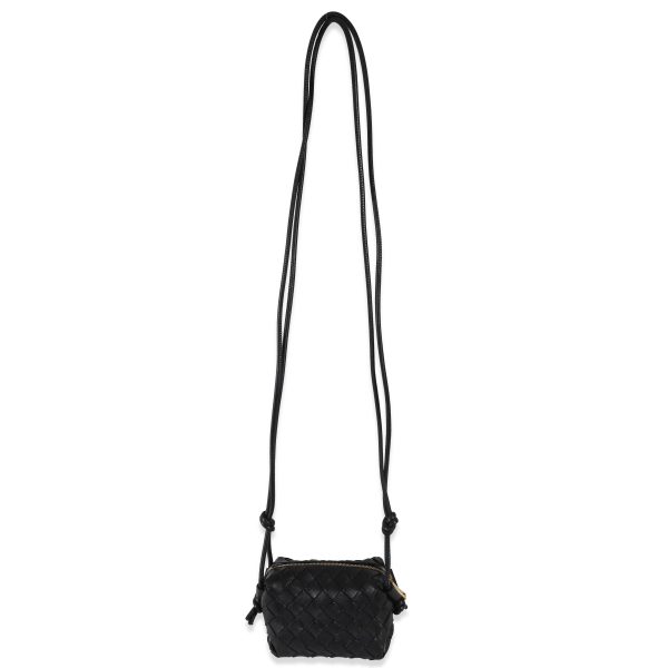 131282 bv Bottega Veneta Black Intrecciato Candy Loop Camera Bag