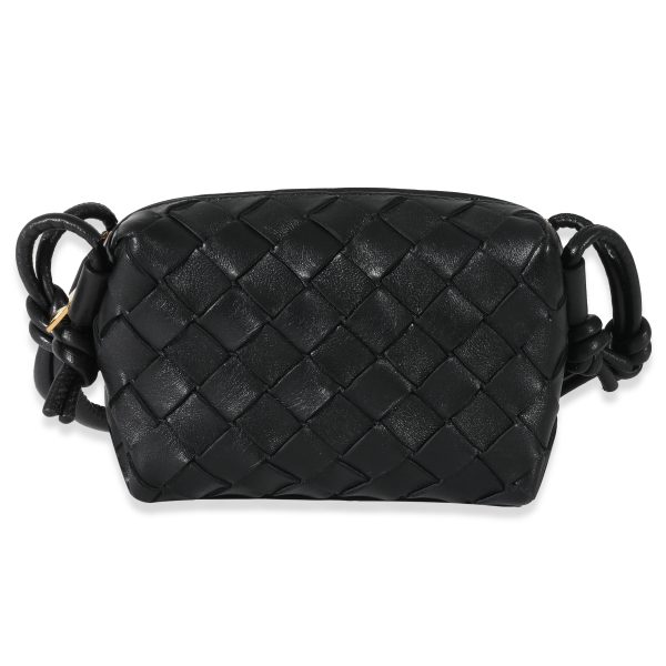 131282 fv Bottega Veneta Black Intrecciato Candy Loop Camera Bag