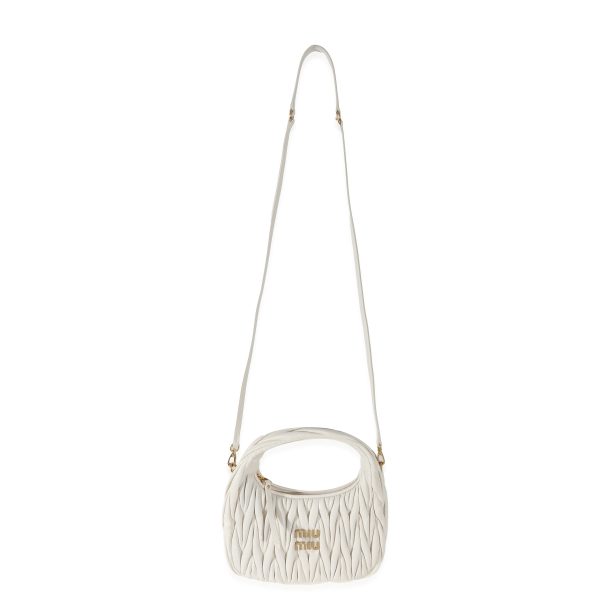 131288 bv 3b2bfa47 5256 4f90 8754 2161018a63b0 Miu Miu White Nappa Matelassé Mini Wander Hobo