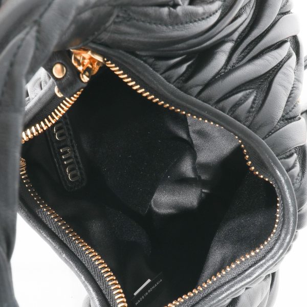 131289 ad2 Miu Miu Black Nappa Matelassé Mini Wander Hobo