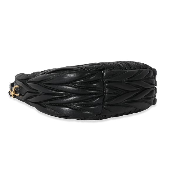 131289 clasp Miu Miu Black Nappa Matelassé Mini Wander Hobo