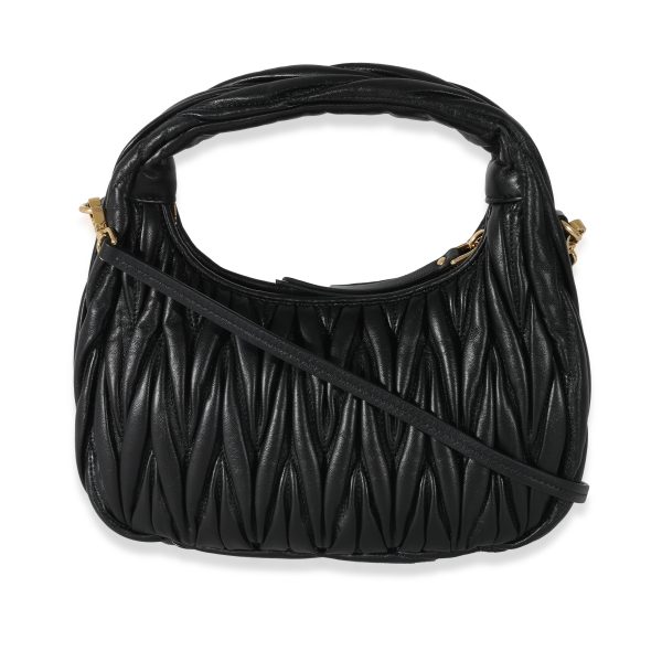 131289 pv Miu Miu Black Nappa Matelassé Mini Wander Hobo