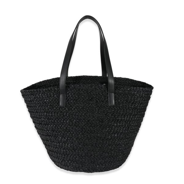 131304 sv Saint Laurent Black Raffia Medium Panier Bag