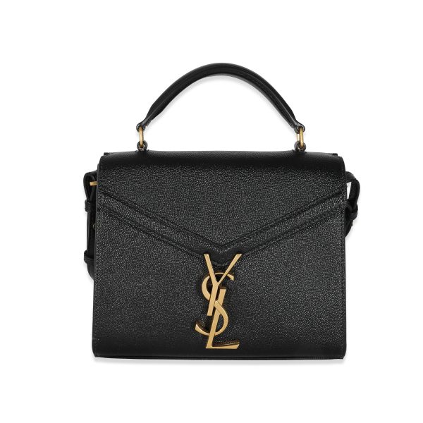 131309 fv Saint Laurent Black Grain De Poudre Mini Cassandra Top Handle Bag